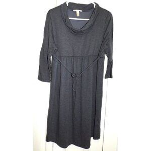 Three Season Maternity L Gray Cowl Neck Baby Doll Dress 3/4 Sleeve Lined